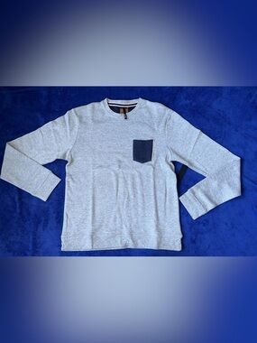 Mens Joes Jeans Gray Pocket Crewneck Pullover Sweatshirt Size Small S